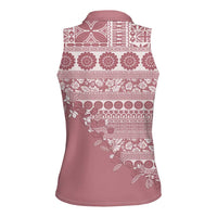 Fiji Marau na Kerisimasi Women Sleeveless Polo Shirt Dusty Rose Tagimoucia Tapa Masi Tribal LT9 - Polynesian Pride