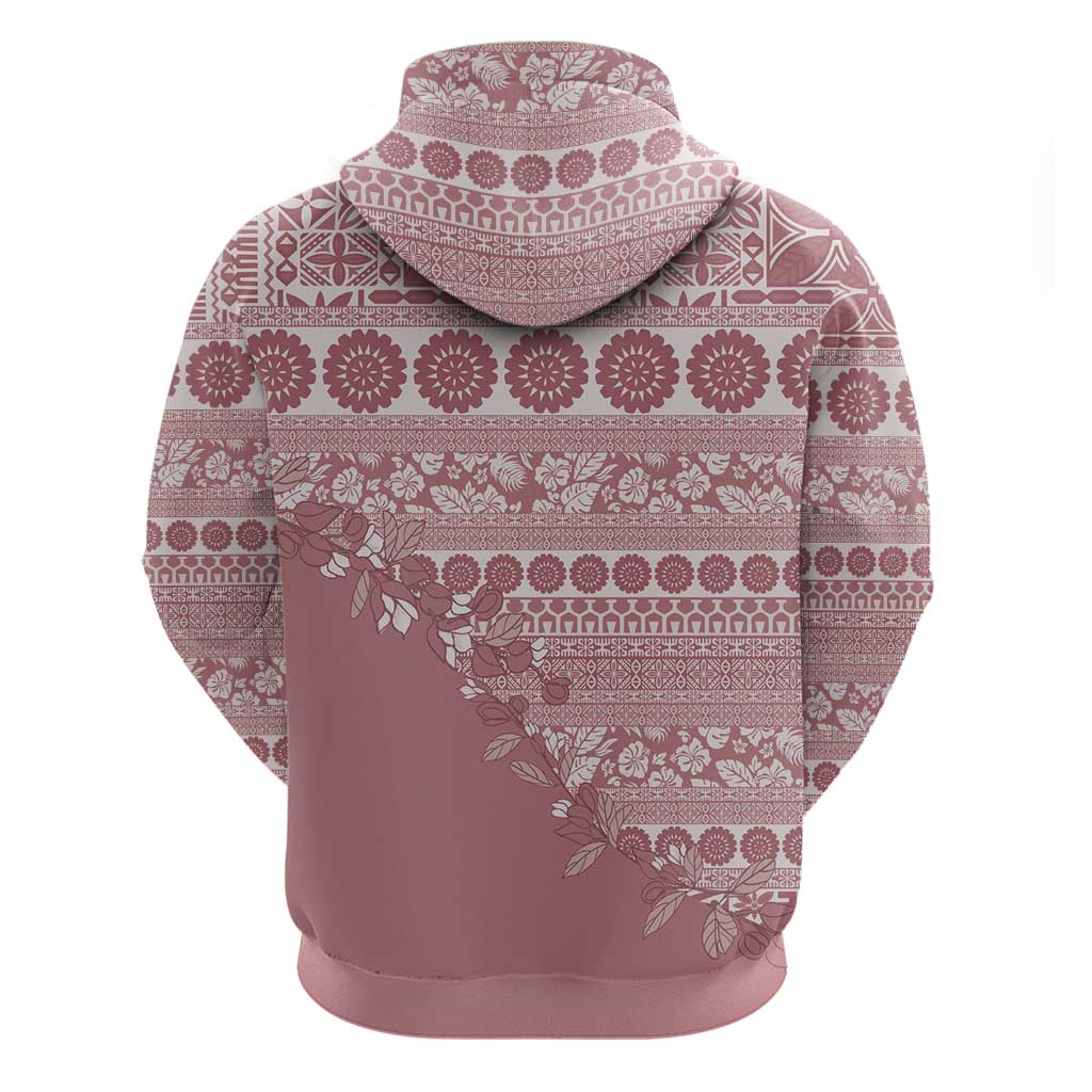 Fiji Marau na Kerisimasi Zip Hoodie Dusty Rose Tagimoucia Tapa Masi Tribal LT9 - Polynesian Pride