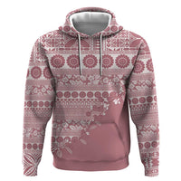 Fiji Marau na Kerisimasi Zip Hoodie Dusty Rose Tagimoucia Tapa Masi Tribal LT9 Pullover Hoodie Pink - Polynesian Pride