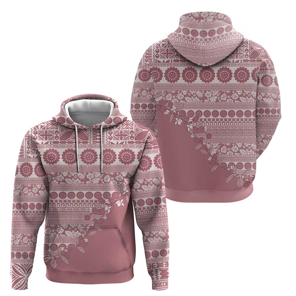 Fiji Marau na Kerisimasi Zip Hoodie Dusty Rose Tagimoucia Tapa Masi Tribal LT9 - Polynesian Pride