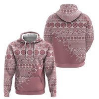 Fiji Marau na Kerisimasi Zip Hoodie Dusty Rose Tagimoucia Tapa Masi Tribal LT9 - Polynesian Pride