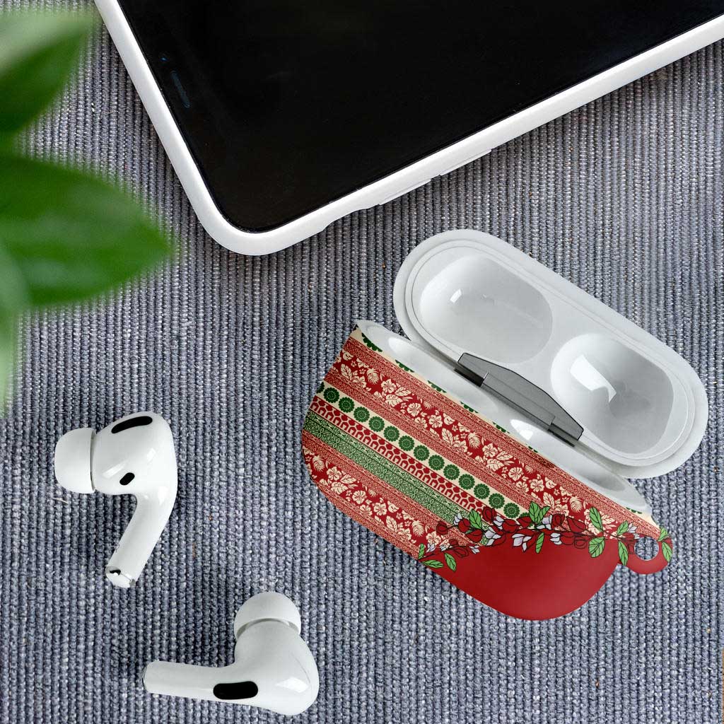 Fiji Marau na Kerisimasi AirPods Case Red Tagimoucia Tapa Masi Tribal LT9 - Polynesian Pride