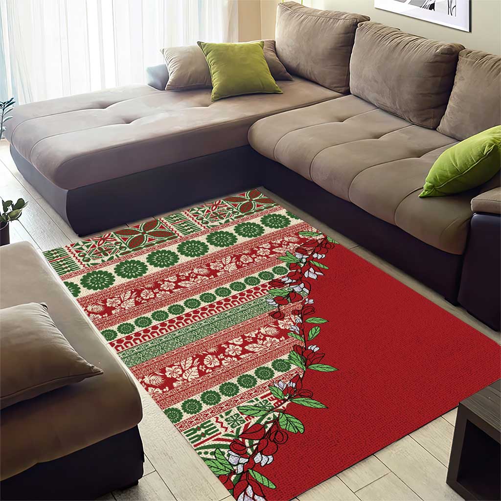 Fiji Marau na Kerisimasi Area Rug Red Tagimoucia Tapa Masi Tribal - Polynesian Pride