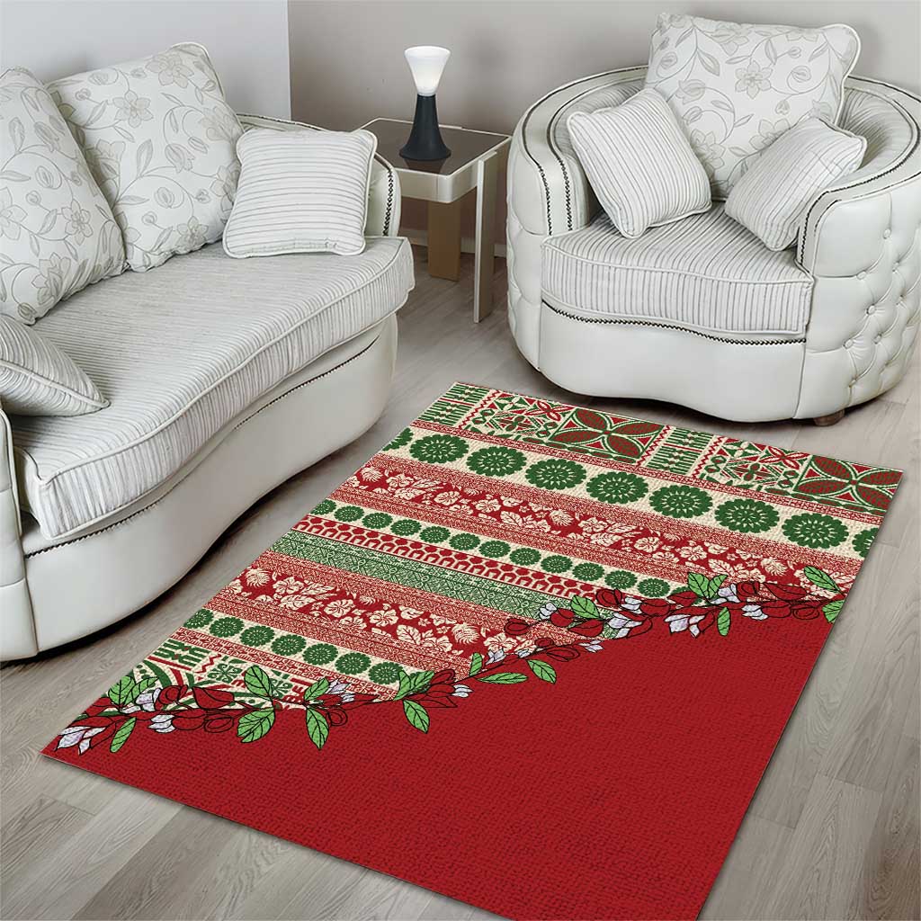Fiji Marau na Kerisimasi Area Rug Red Tagimoucia Tapa Masi Tribal - Polynesian Pride