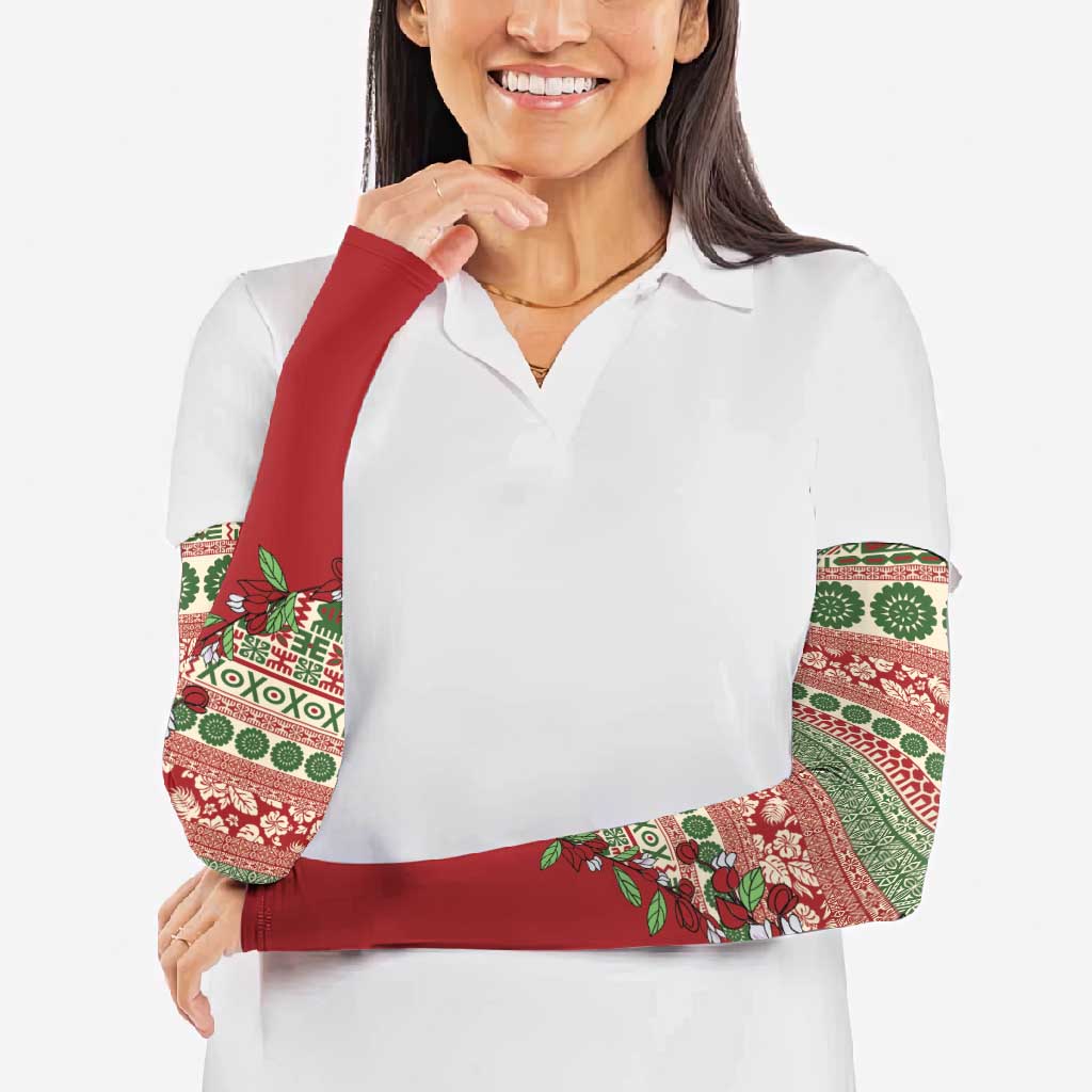 Fiji Marau na Kerisimasi Arm Sleeves Red Tagimoucia Tapa Masi Tribal LT9 - Polynesian Pride