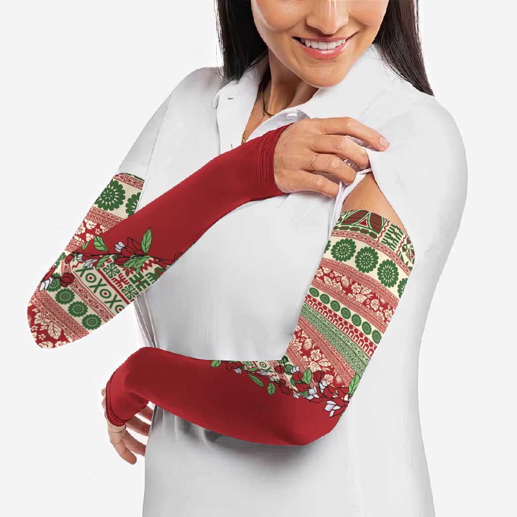 Fiji Marau na Kerisimasi Arm Sleeves Red Tagimoucia Tapa Masi Tribal LT9 - Polynesian Pride