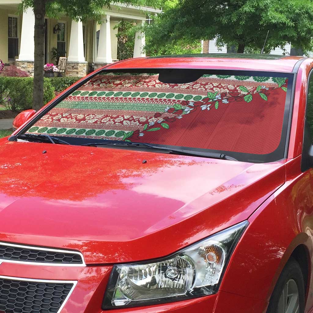 Fiji Marau na Kerisimasi Auto Sun Shade Red Tagimoucia Tapa Masi Tribal - Polynesian Pride