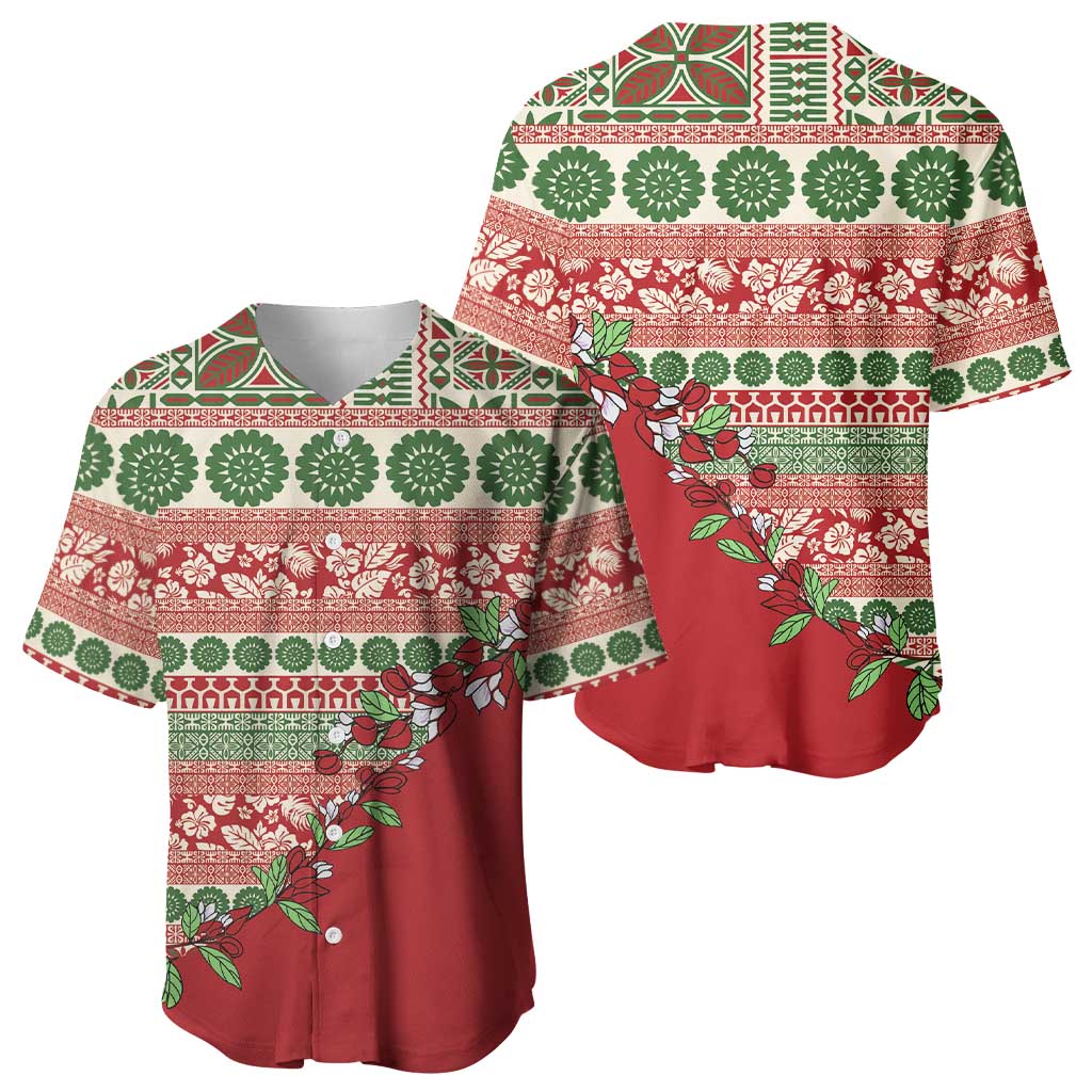 Fiji Marau na Kerisimasi Baseball Jersey Red Tagimoucia Tapa Masi Tribal - Polynesian Pride