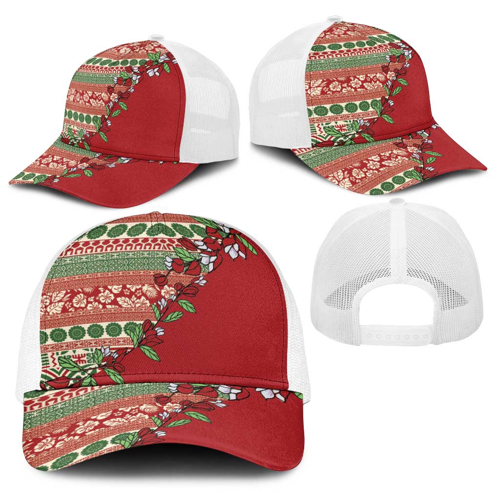 Fiji Marau na Kerisimasi Baseball Net Cap Red Tagimoucia Tapa Masi Tribal - Polynesian Pride