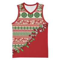 Fiji Marau na Kerisimasi Basketball Jersey Red Tagimoucia Tapa Masi Tribal LT9 Unisex Red - Polynesian Pride