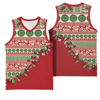 Fiji Marau na Kerisimasi Basketball Jersey Red Tagimoucia Tapa Masi Tribal LT9 - Polynesian Pride