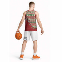 Fiji Marau na Kerisimasi Basketball Jersey Red Tagimoucia Tapa Masi Tribal LT9 - Polynesian Pride