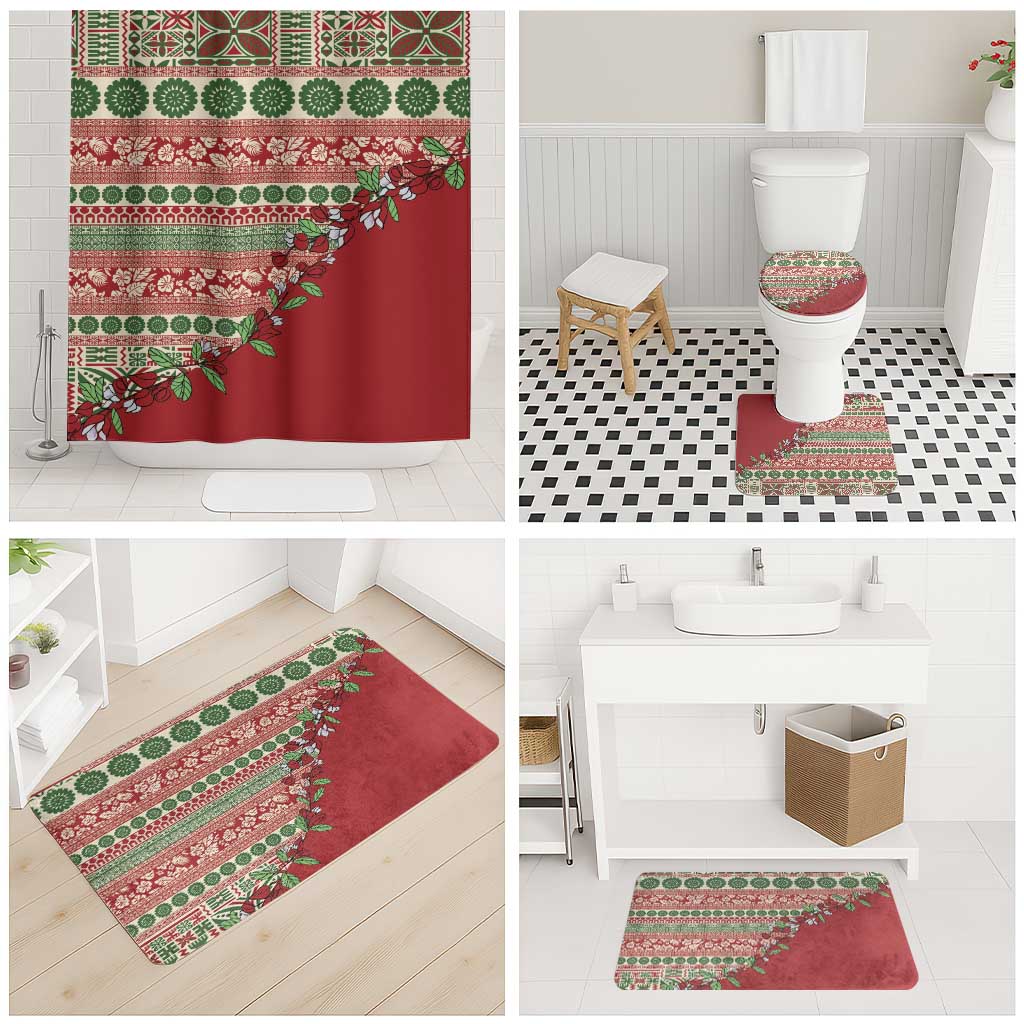 Fiji Marau na Kerisimasi Bathroom Set Red Tagimoucia Tapa Masi Tribal - Polynesian Pride