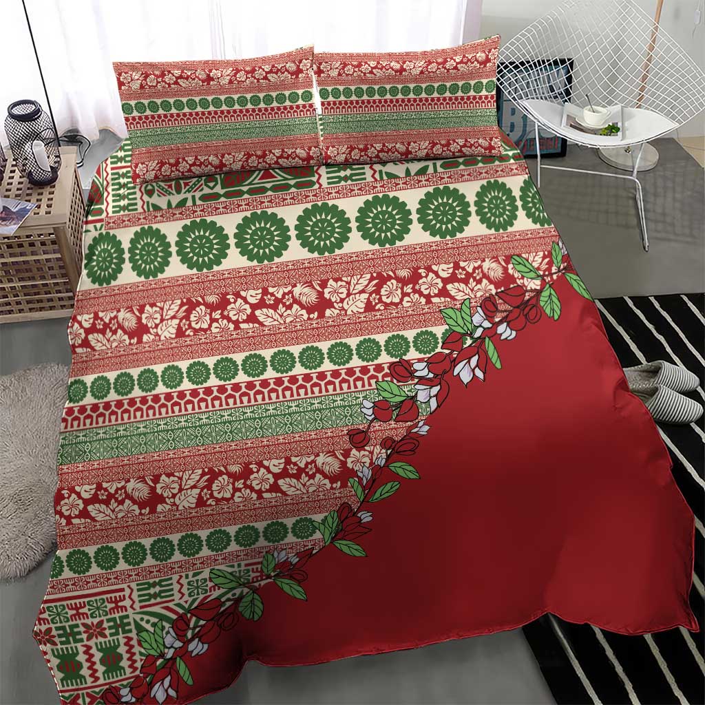 Fiji Marau na Kerisimasi Bedding Set Red Tagimoucia Tapa Masi Tribal LT9 - Polynesian Pride