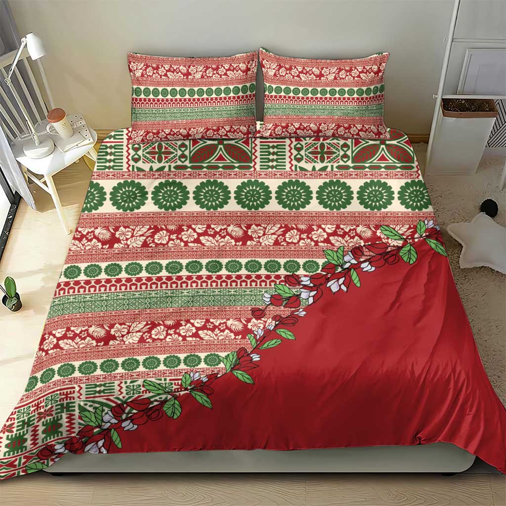Fiji Marau na Kerisimasi Bedding Set Red Tagimoucia Tapa Masi Tribal LT9 - Polynesian Pride