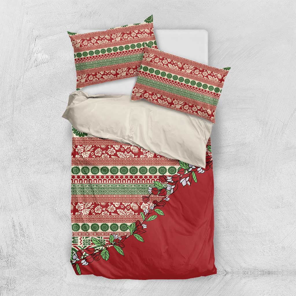 Fiji Marau na Kerisimasi Bedding Set Red Tagimoucia Tapa Masi Tribal LT9 US Twin 172cm x 218cm Red - Polynesian Pride