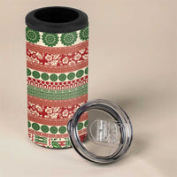 Fiji Marau na Kerisimasi 4 in 1 Can Cooler Tumbler Red Tagimoucia Tapa Masi Tribal LT9 - Polynesian Pride