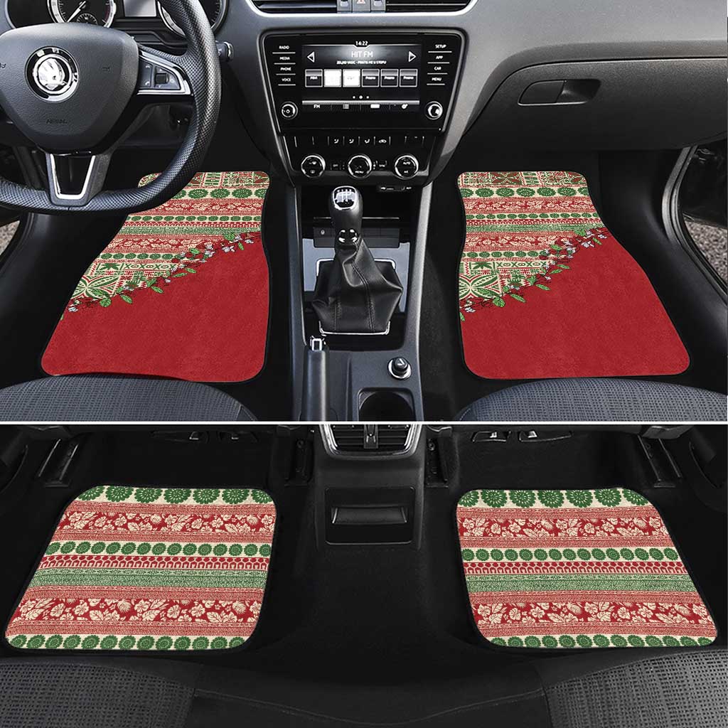 Fiji Marau na Kerisimasi Car Mats Red Tagimoucia Tapa Masi Tribal LT9 Set 4pcs Red - Polynesian Pride