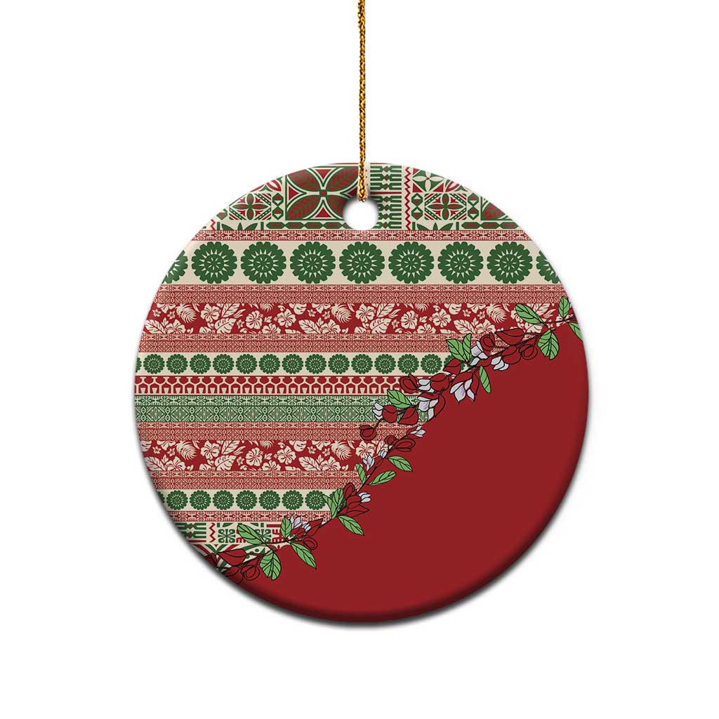 Fiji Marau na Kerisimasi Ceramic Ornament Red Tagimoucia Tapa Masi Tribal - Polynesian Pride