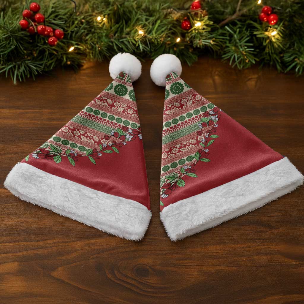 Fiji Marau na Kerisimasi Christmas Santa Hat Red Tagimoucia Tapa Masi Tribal LT9 - Polynesian Pride