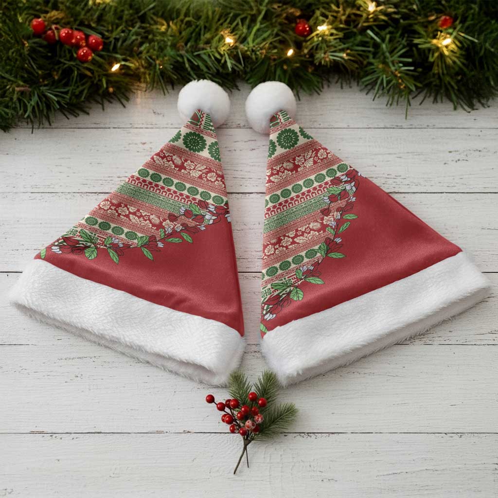 Fiji Marau na Kerisimasi Christmas Santa Hat Red Tagimoucia Tapa Masi Tribal LT9 - Polynesian Pride