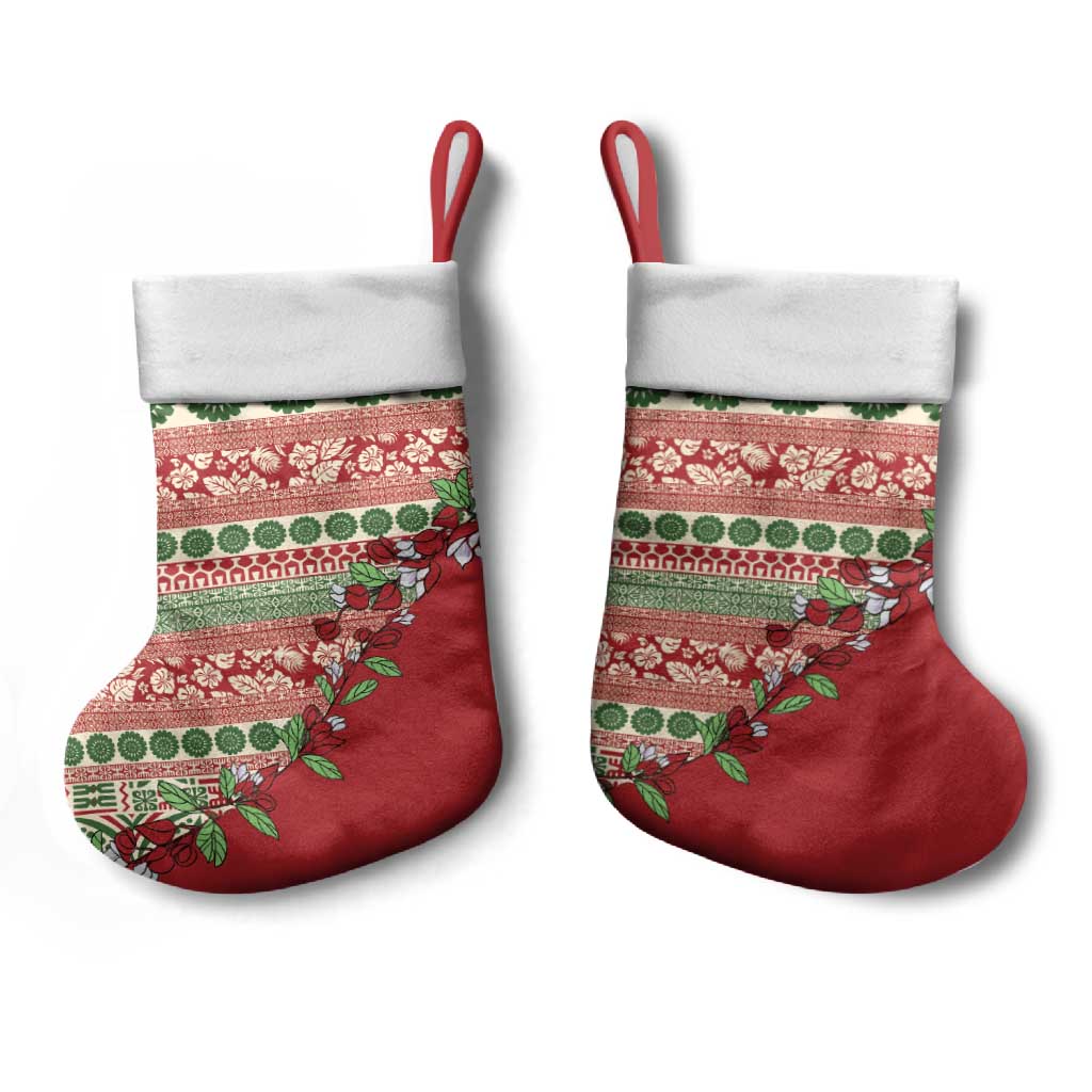 Fiji Marau na Kerisimasi Christmas Stocking Red Tagimoucia Tapa Masi Tribal LT9 - Polynesian Pride