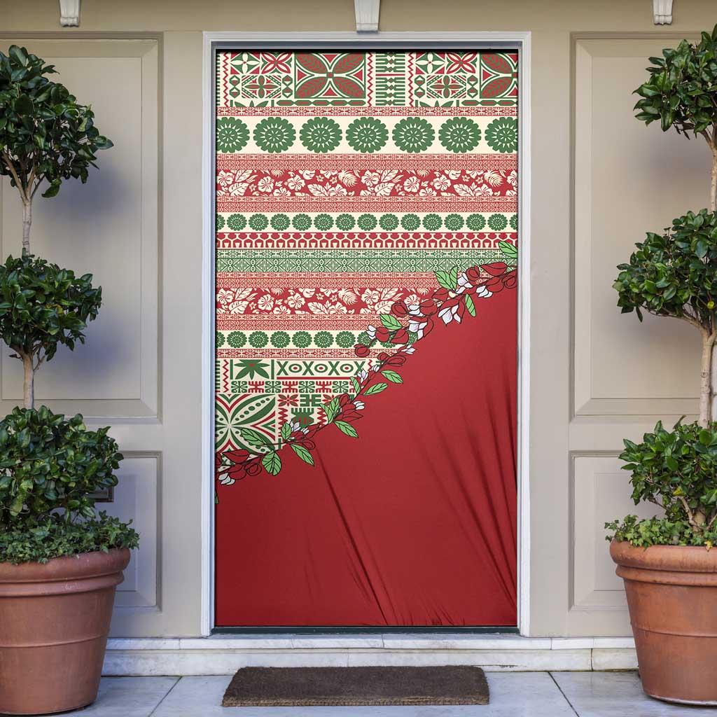 Fiji Marau na Kerisimasi Door Cover Red Tagimoucia Tapa Masi Tribal LT9 Red - Polynesian Pride
