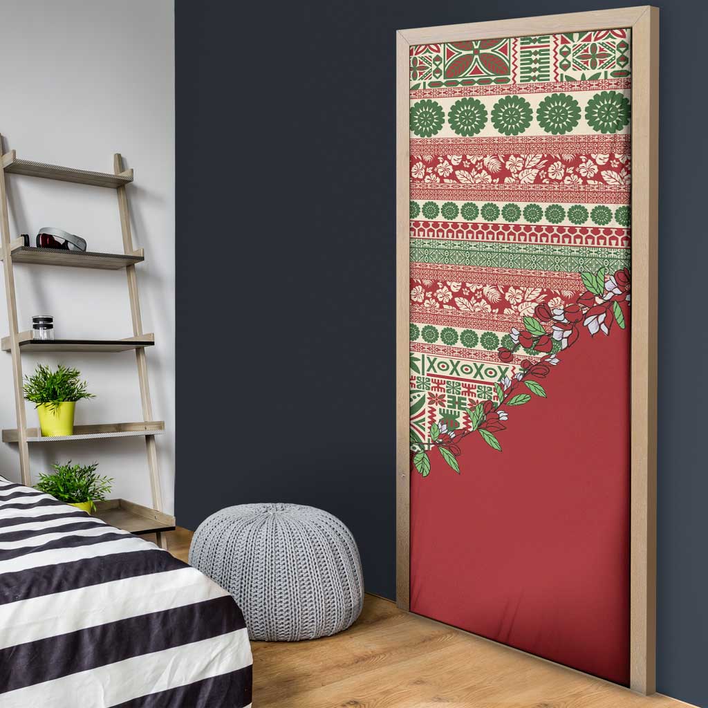 Fiji Marau na Kerisimasi Door Cover Red Tagimoucia Tapa Masi Tribal LT9 - Polynesian Pride
