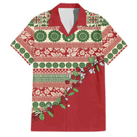 Fiji Marau na Kerisimasi Family Matching Long Sleeve Bodycon Dress and Hawaiian Shirt Red Tagimoucia Tapa Masi Tribal LT9 Dad's Shirt - Short Sleeve Red - Polynesian Pride