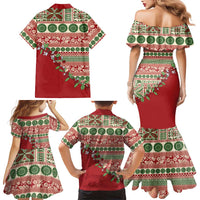 Fiji Marau na Kerisimasi Family Matching Mermaid Dress and Hawaiian Shirt Red Tagimoucia Tapa Masi Tribal LT9 - Polynesian Pride