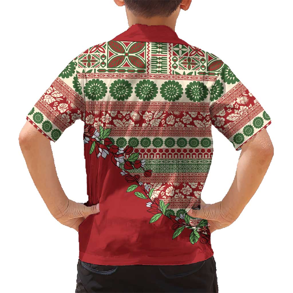 Fiji Marau na Kerisimasi Family Matching Puletasi and Hawaiian Shirt Red Tagimoucia Tapa Masi Tribal LT9 - Polynesian Pride