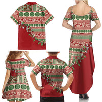 Fiji Marau na Kerisimasi Family Matching Summer Maxi Dress and Hawaiian Shirt Red Tagimoucia Tapa Masi Tribal LT9 - Polynesian Pride