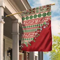 Fiji Marau na Kerisimasi Garden Flag Red Tagimoucia Tapa Masi Tribal LT9 House Flag Red - Polynesian Pride