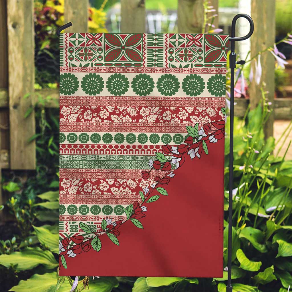 Fiji Marau na Kerisimasi Garden Flag Red Tagimoucia Tapa Masi Tribal LT9 Garden Flag Red - Polynesian Pride