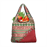 Fiji Marau na Kerisimasi Grocery Bag Red Tagimoucia Tapa Masi Tribal LT9 1-pack One Size Red - Polynesian Pride