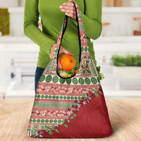 Fiji Marau na Kerisimasi Grocery Bag Red Tagimoucia Tapa Masi Tribal LT9 - Polynesian Pride