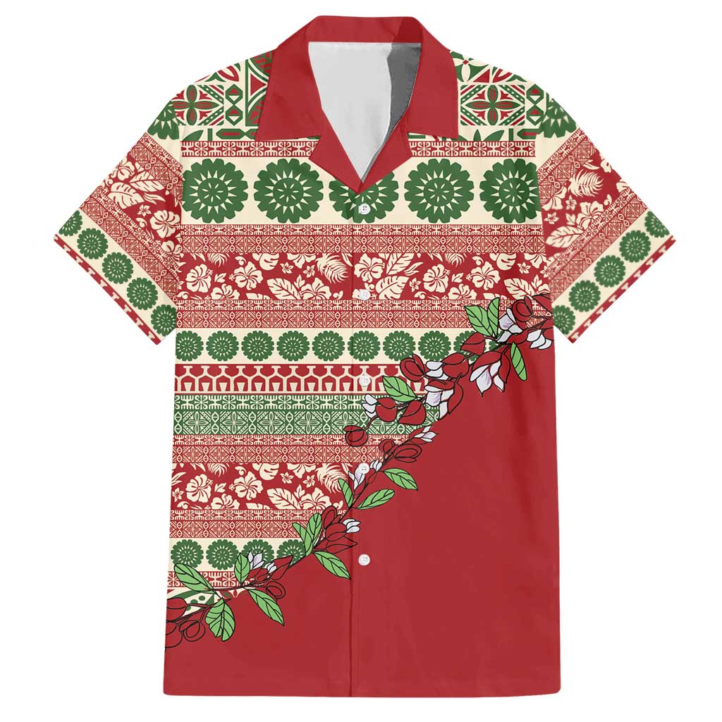 Fiji Marau na Kerisimasi Hawaiian Shirt Red Tagimoucia Tapa Masi Tribal - Polynesian Pride