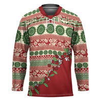 Fiji Marau na Kerisimasi Hockey Jersey Red Tagimoucia Tapa Masi Tribal LT9 Unisex Red - Polynesian Pride