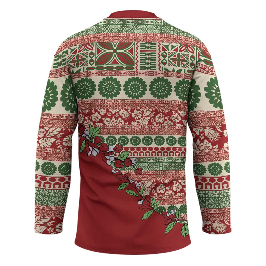 Fiji Marau na Kerisimasi Hockey Jersey Red Tagimoucia Tapa Masi Tribal LT9 - Polynesian Pride