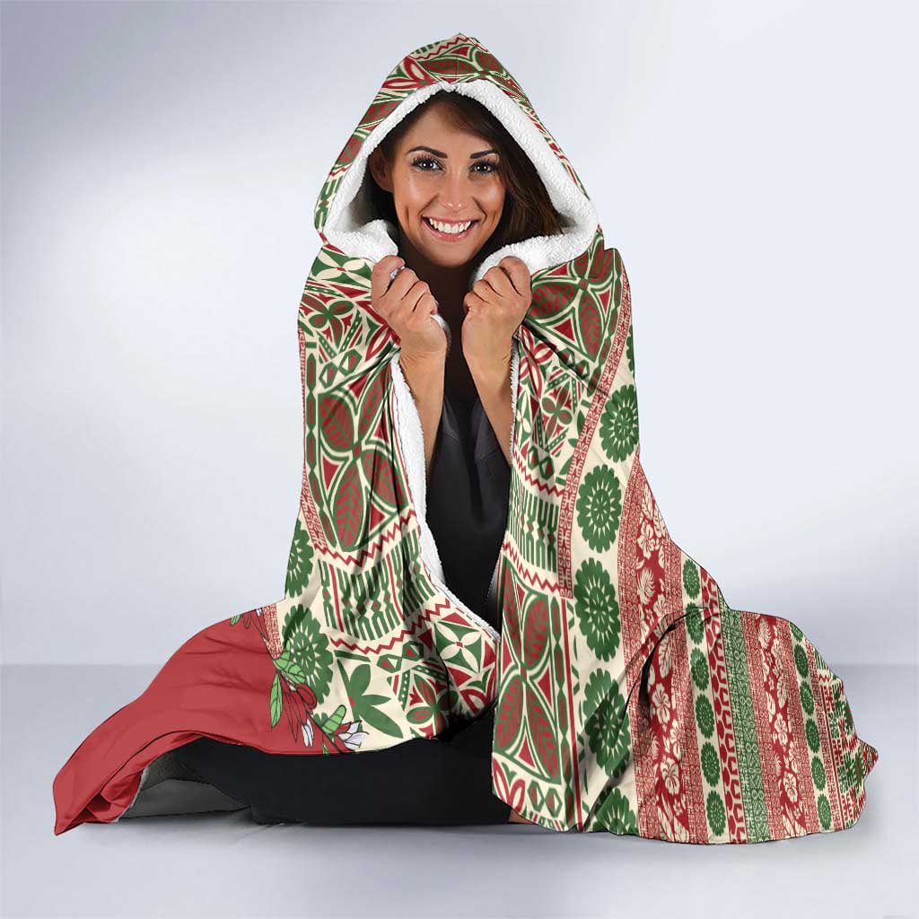 Fiji Marau na Kerisimasi Hooded Blanket Red Tagimoucia Tapa Masi Tribal LT9 - Polynesian Pride
