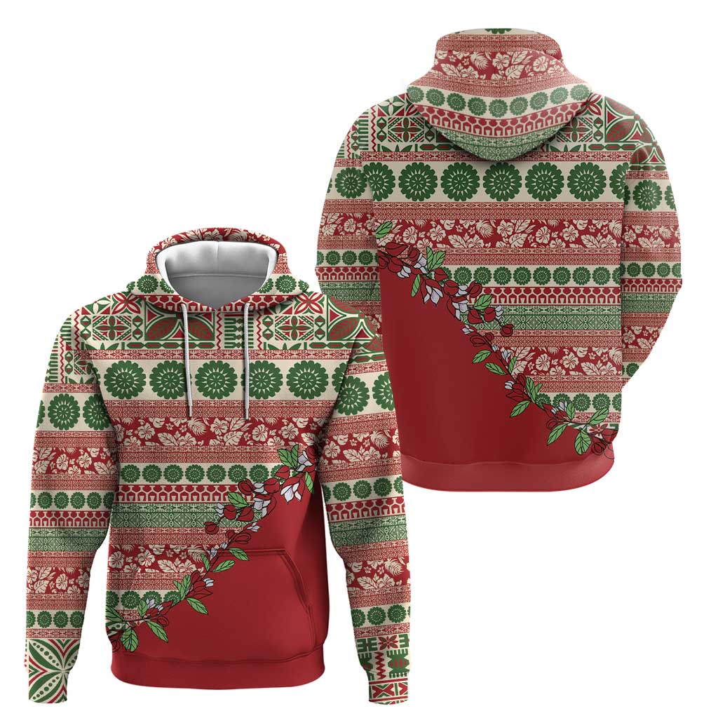 Fiji Marau na Kerisimasi Hoodie Red Tagimoucia Tapa Masi Tribal LT9 - Polynesian Pride