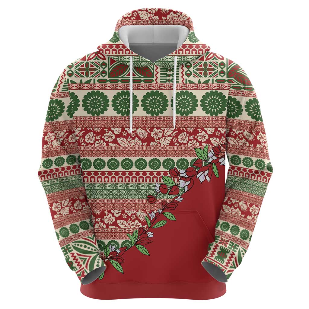 Fiji Marau na Kerisimasi Hoodie Red Tagimoucia Tapa Masi Tribal LT9 - Polynesian Pride