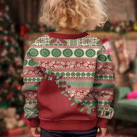 Fiji Marau na Kerisimasi Kid Ugly Christmas Sweater Red Tagimoucia Tapa Masi Tribal LT9 - Polynesian Pride