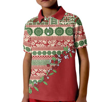 Fiji Marau na Kerisimasi Kid Polo Shirt Red Tagimoucia Tapa Masi Tribal LT9 Kid Red - Polynesian Pride