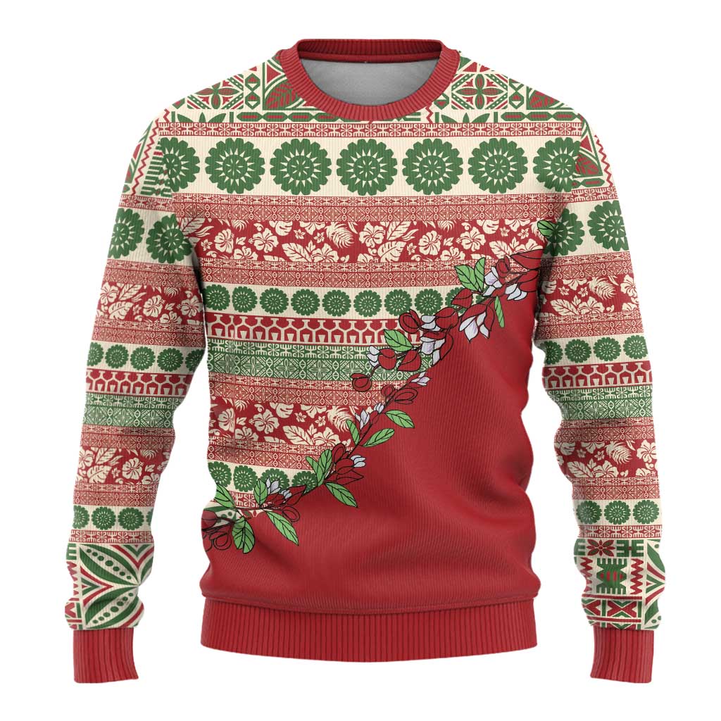 Fiji Marau na Kerisimasi Ugly Christmas Sweater Red Tagimoucia Tapa Masi Tribal LT9 - Polynesian Pride