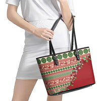 Fiji Marau na Kerisimasi Leather Tote Bag Red Tagimoucia Tapa Masi Tribal LT9 - Polynesian Pride