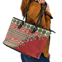 Fiji Marau na Kerisimasi Leather Tote Bag Red Tagimoucia Tapa Masi Tribal LT9 - Polynesian Pride