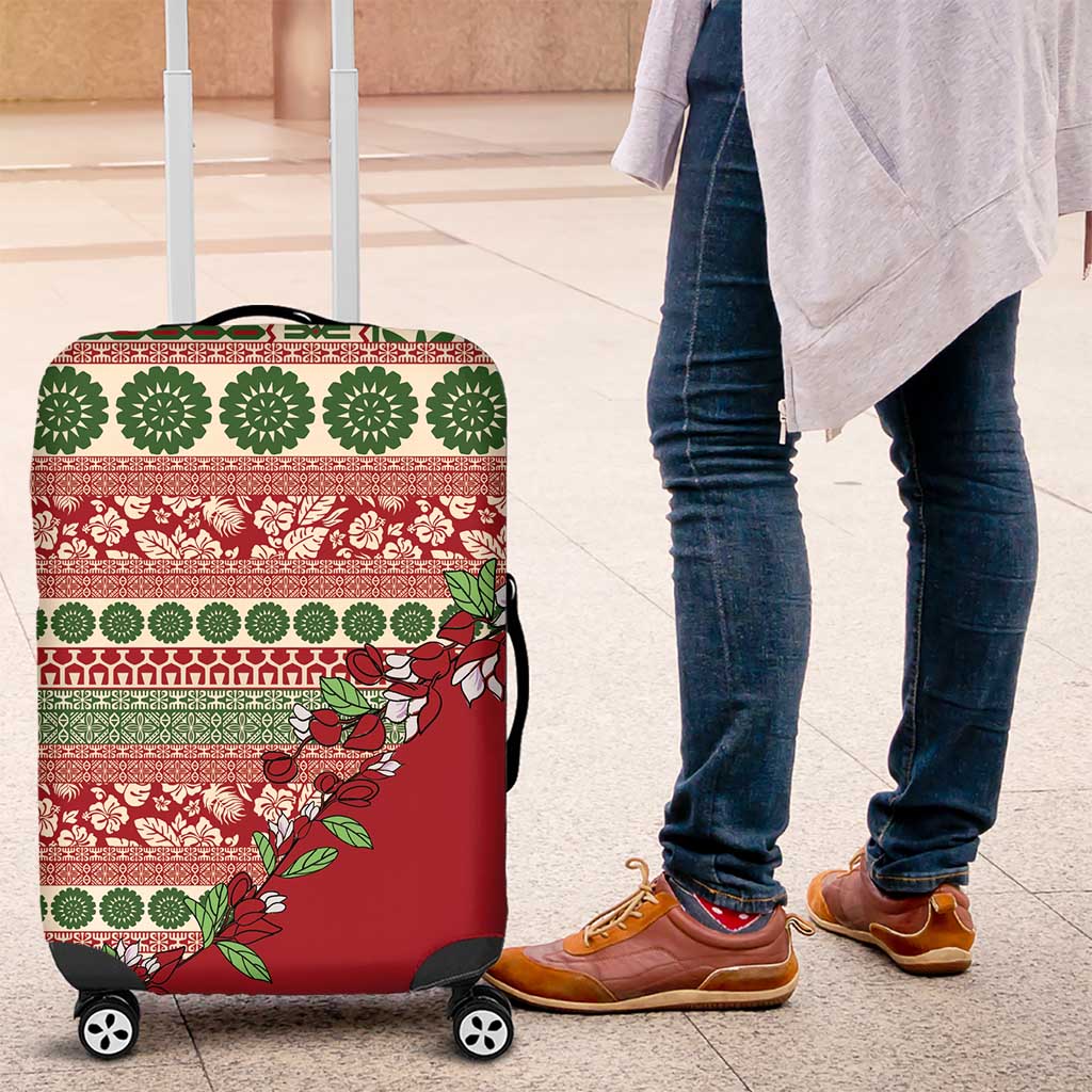 Fiji Marau na Kerisimasi Luggage Cover Red Tagimoucia Tapa Masi Tribal LT9 Red - Polynesian Pride