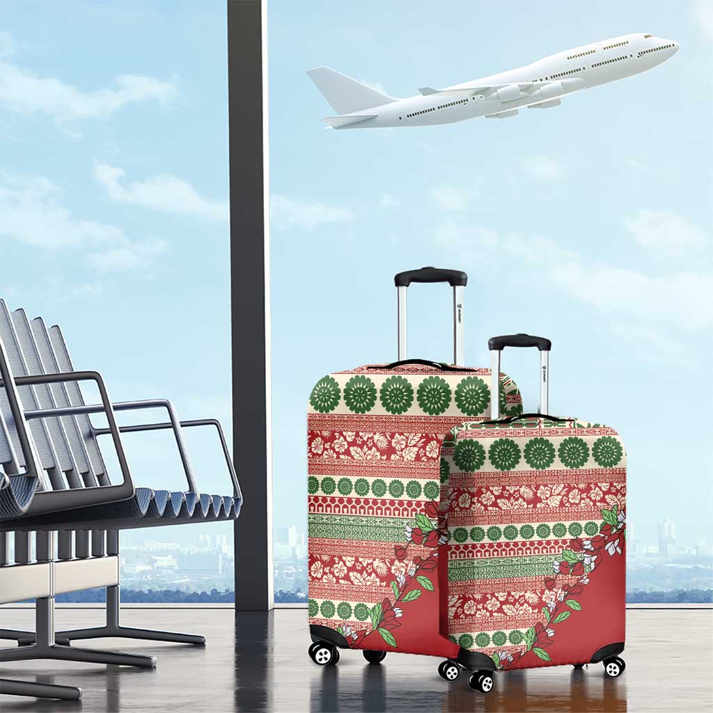 Fiji Marau na Kerisimasi Luggage Cover Red Tagimoucia Tapa Masi Tribal LT9 - Polynesian Pride