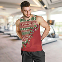 Fiji Marau na Kerisimasi Men Tank Top Red Tagimoucia Tapa Masi Tribal LT9 Red - Polynesian Pride